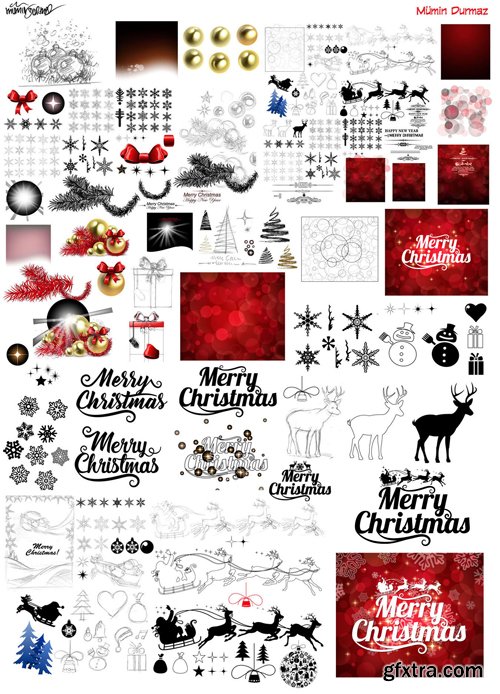 Merry christmas and New Year greeting vector decorations