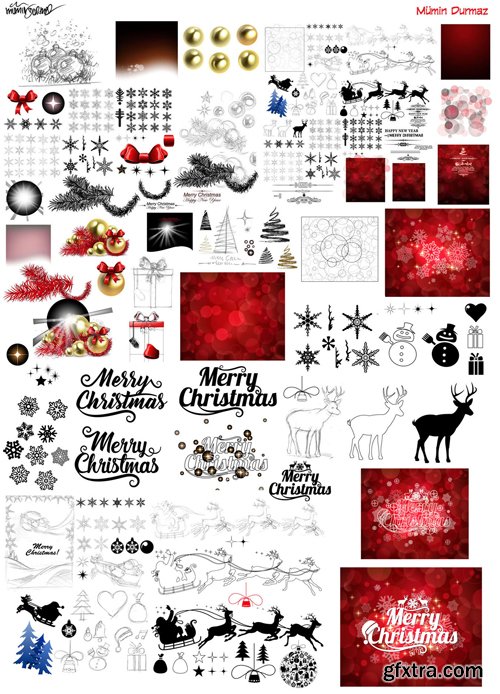 Merry christmas and New Year greeting vector decorations