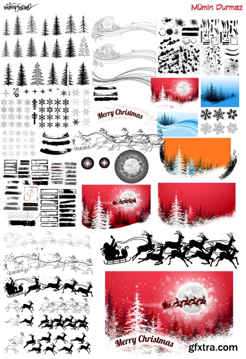 Merry christmas and New Year greeting vector decorations