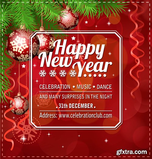 Merry christmas and New Year greeting vector decorations