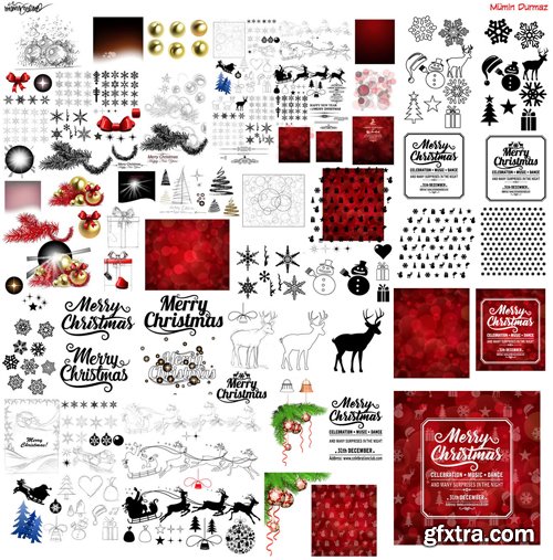 Merry christmas and New Year greeting vector decorations