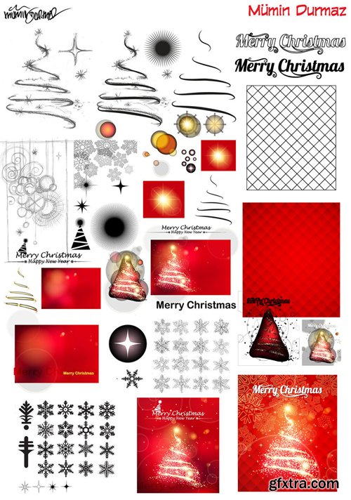 Merry christmas and New Year greeting vector decorations