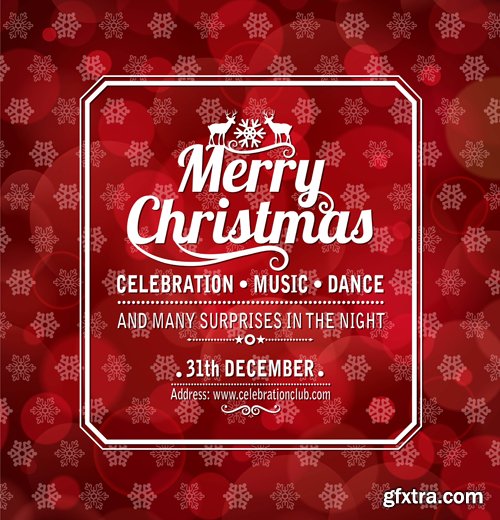 Merry christmas and New Year greeting vector decorations