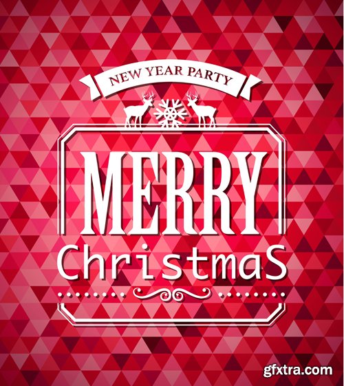 Merry christmas and New Year greeting vector decorations and card