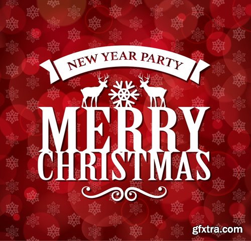 Merry christmas and New Year greeting vector decorations and card