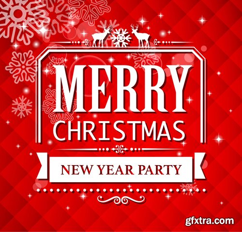 Merry christmas and New Year greeting vector decorations and card