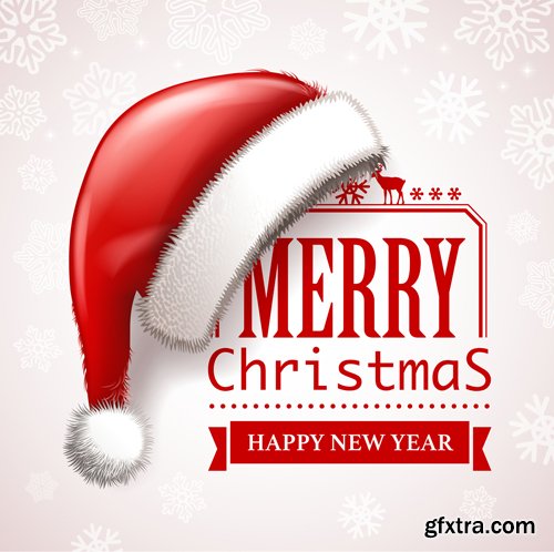 Merry christmas and New Year greeting vector decorations and card