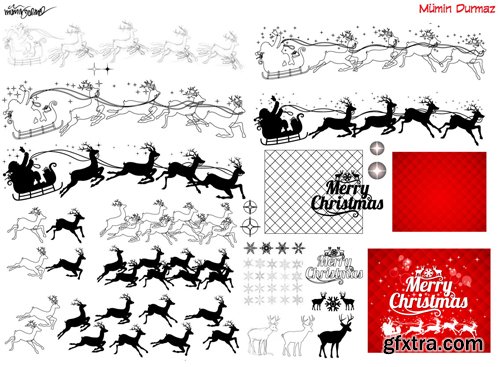 Merry christmas and New Year greeting vector decorations and card