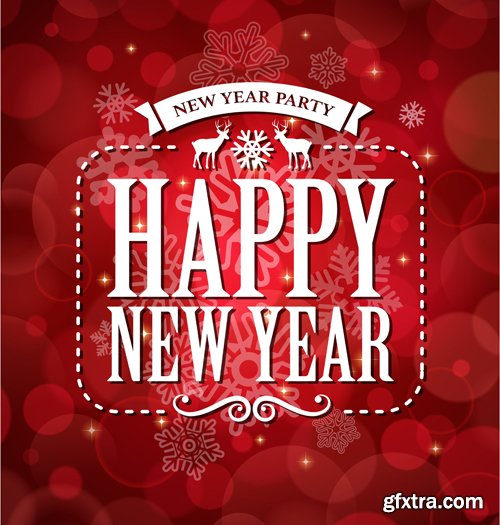 Merry christmas and New Year greeting vector decorations and card