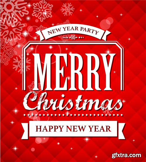 Merry christmas and New Year greeting vector decorations and card