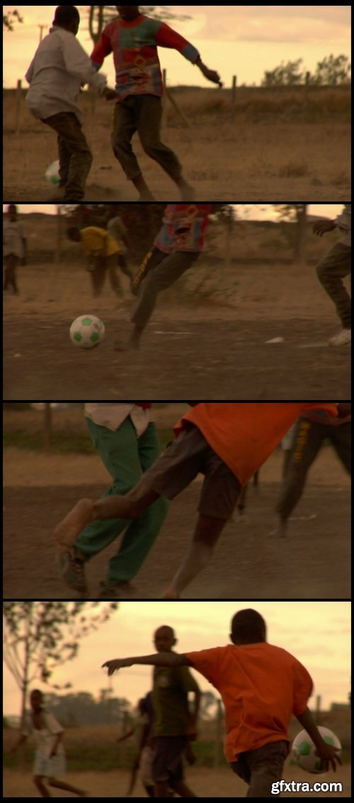 Group of Kids Playing Soccer in Africa 11