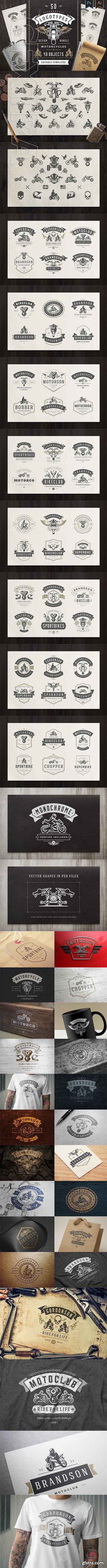 CreativeMarket - 50 Motorcycles Logos and Badges 2045362