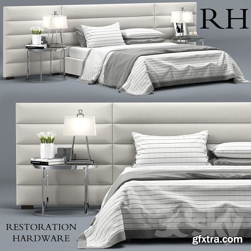 RH Modern custom horizontal channel fabric hedboard bed