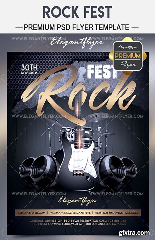 Rock Fest – Flyer PSD Template + Facebook Cover