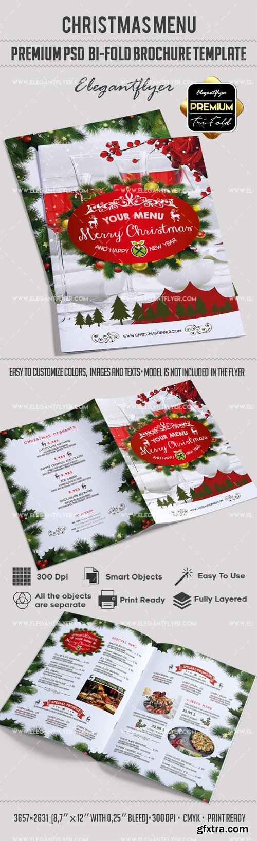 Christmas menu – Premium Bi-Fold PSD Brochure Template