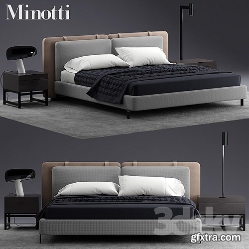 Bed minotti tatlin SOFT 3d Model
