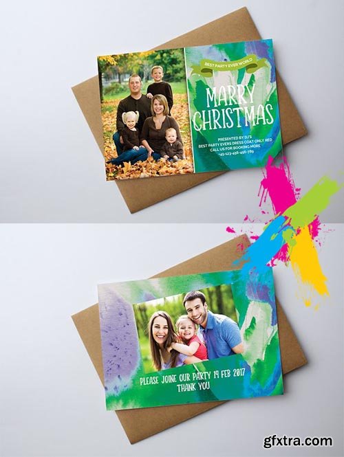 CreativeMarket - Family Christmas Invitation Card 2049915