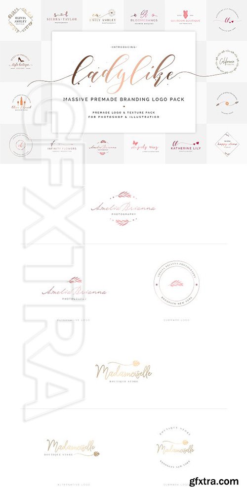 CreativeMarket - Ladylike Premade Branding Logo Pack 2038927