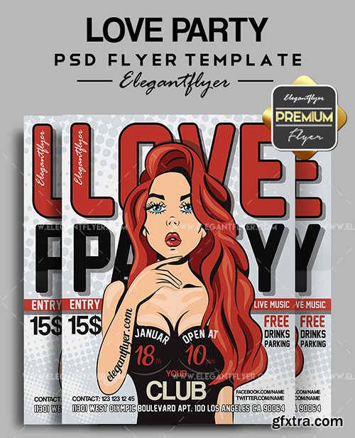 Love Party- Flyer PSD Template + Facebook Cover