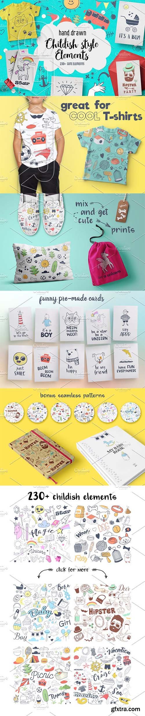 CreativeMarket - Childish Style elements clipart 2044736