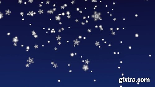 Christmas snowflakes falling on dark blue background