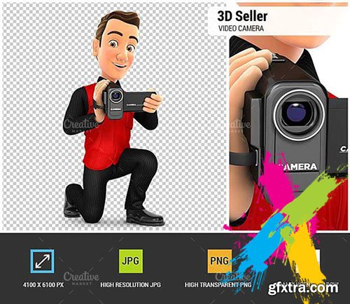 CreativeMarket - 3D Seller Filming with Video Camera 2050256