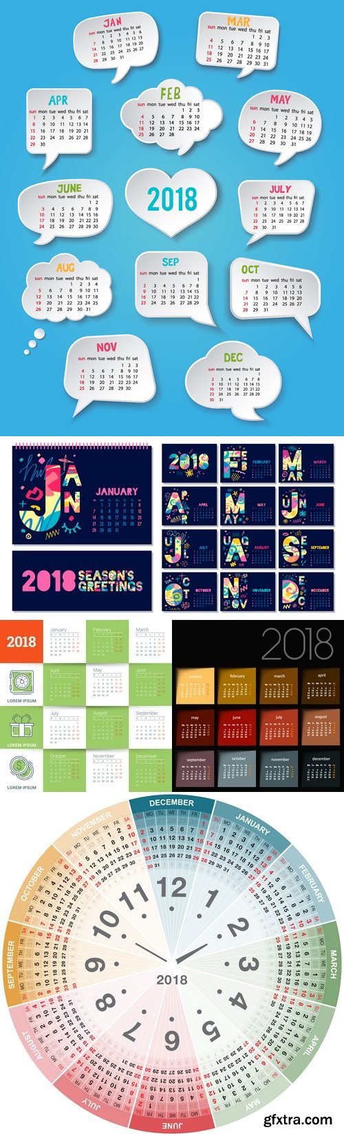 Vectors - 2018 Calendars Set 8