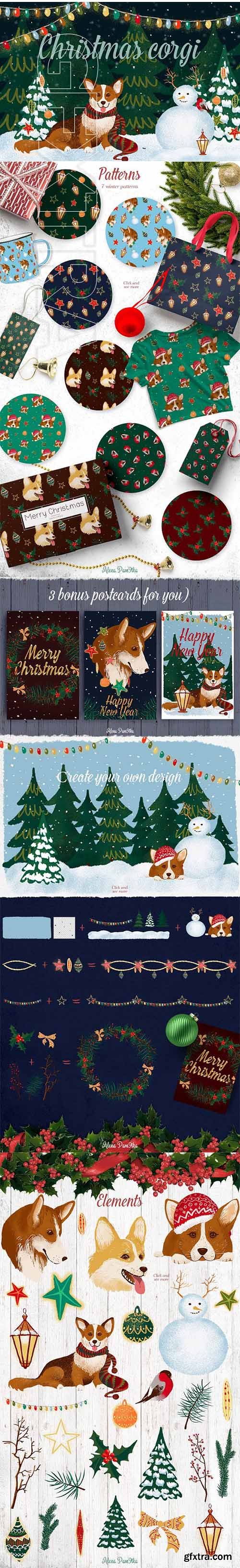 CreativeMarket - Christmas doggies set 2050680