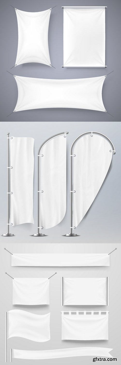 Vectors - White Fabric Flags 9