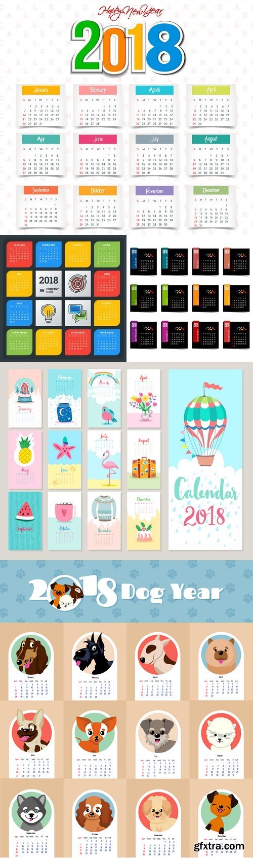 Vectors - 2018 Calendars Set 9