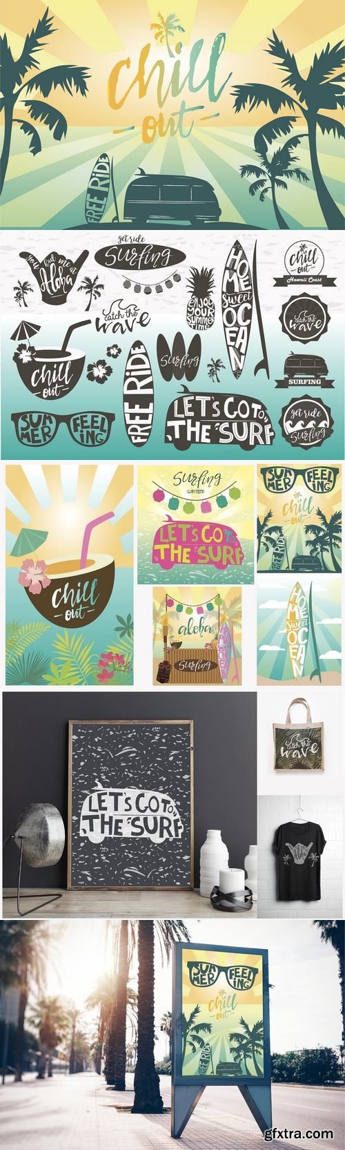 CM - 14 surfing logos templates 5 posters 1366589