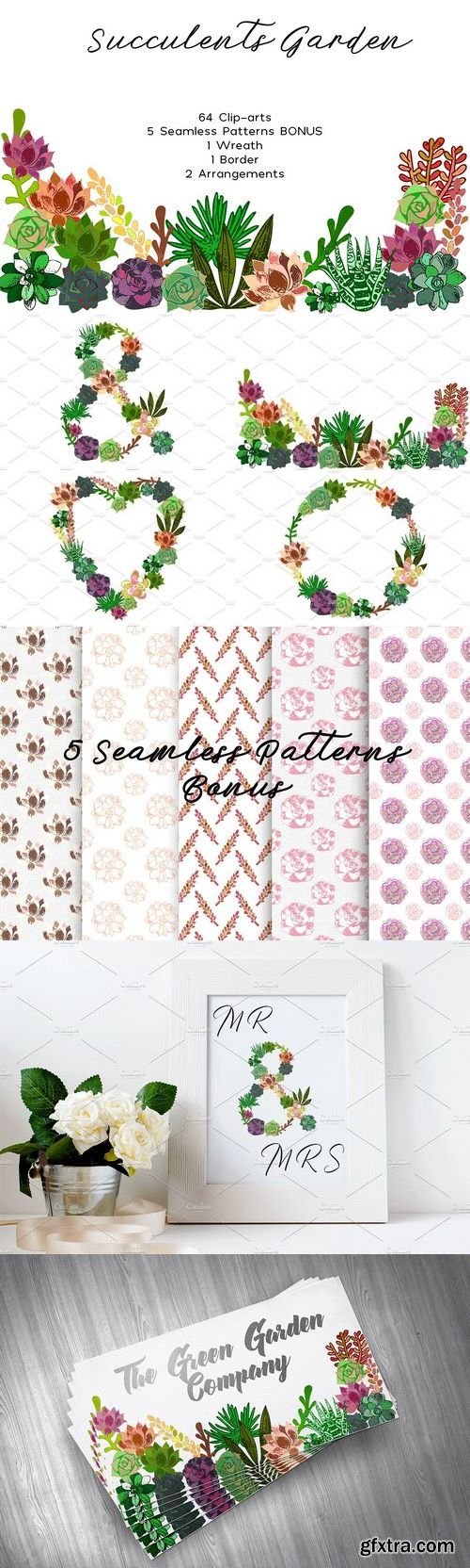 CM - Succulents Bundle PNG + Patterns 1393556