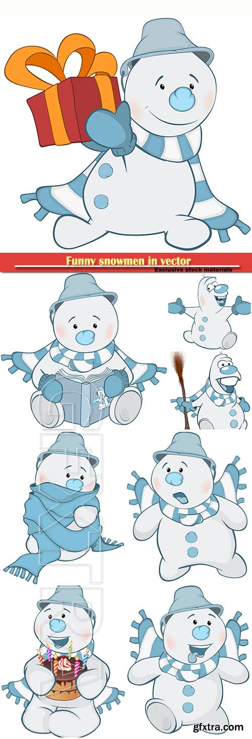 Funny snowman in vector