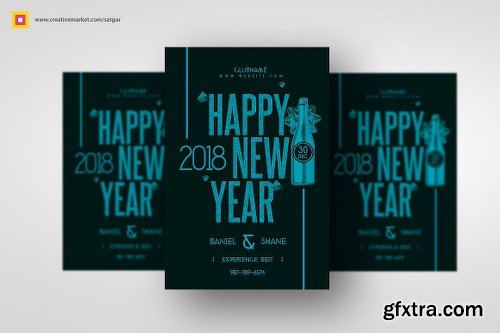 CreativeMarket Minimal New Year Flyer 2025320