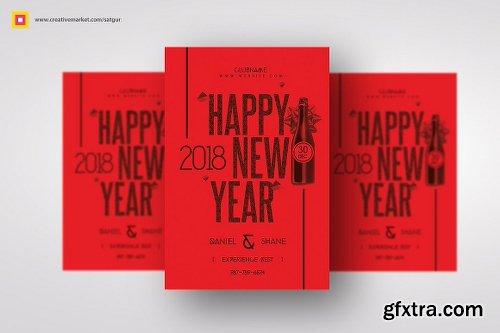 CreativeMarket Minimal New Year Flyer 2025320