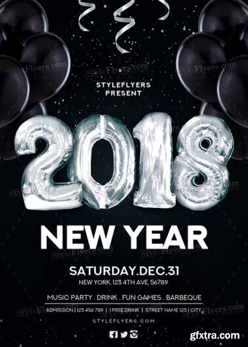 New Year V10 2018 PSD Flyer Template