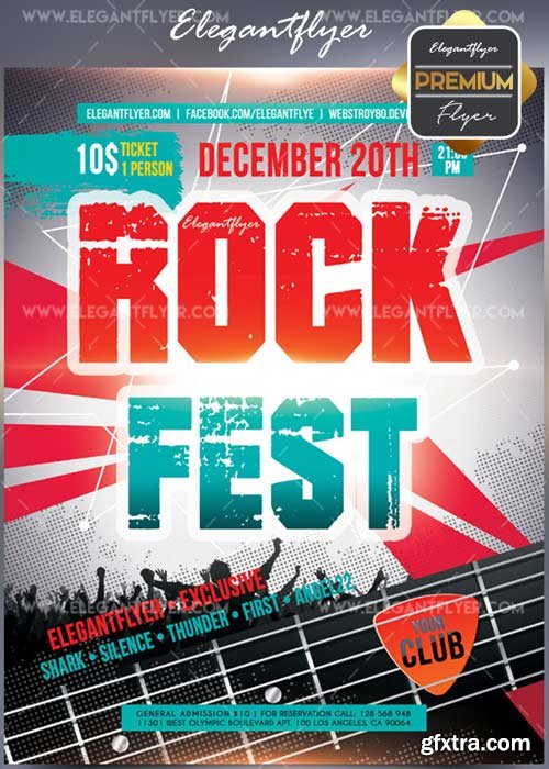 Rock Fest V17 Flyer PSD Template + Facebook Cover