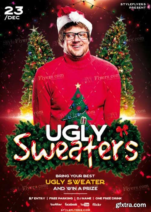 Ugly Sweaters V11 2017 PSD Flyer Template