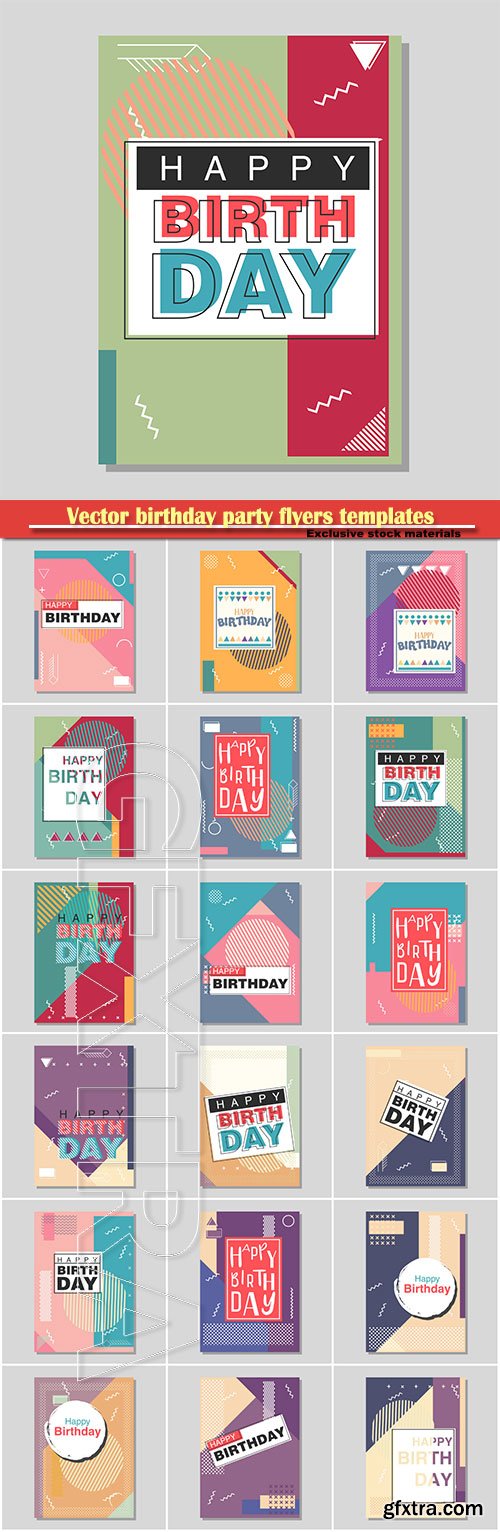 Vector birthday party flyers templates