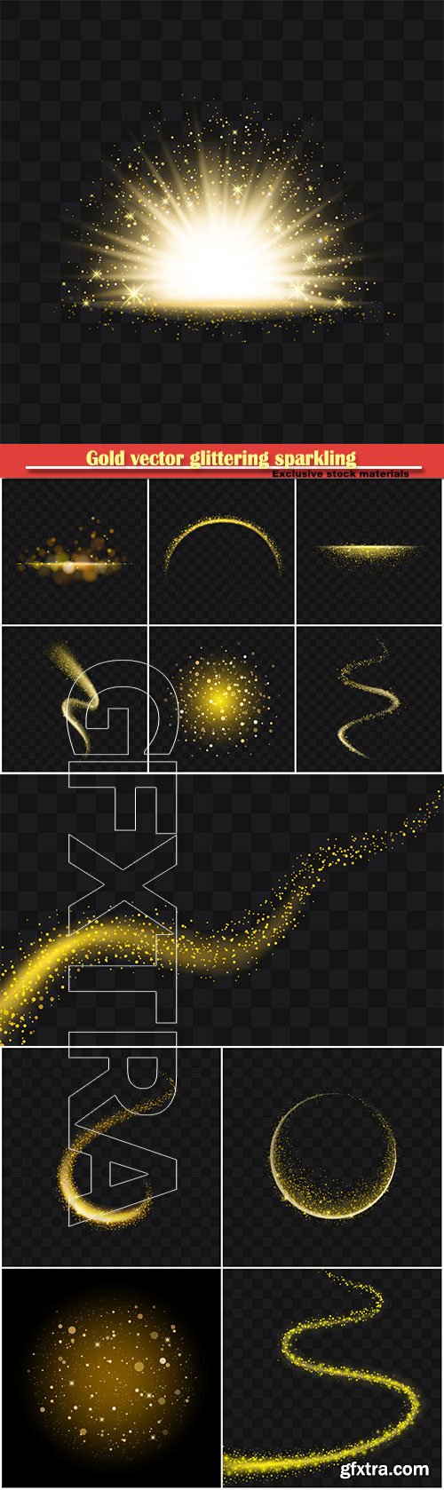 Gold vector glittering sparkling abstract particles on background