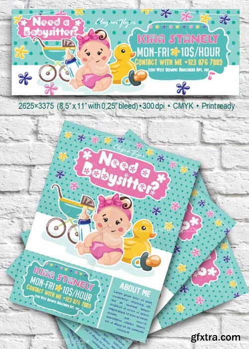 Babysitting V41 Flyer PSD Template + Facebook Cover