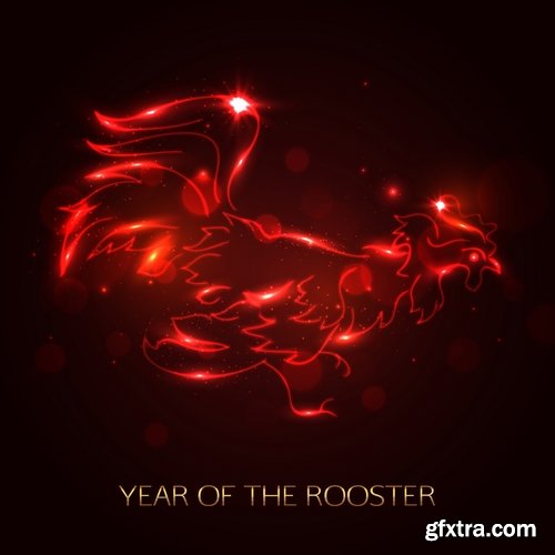 New Year background is the logo pattern Christmas card cover rooster sticker 25 EPS