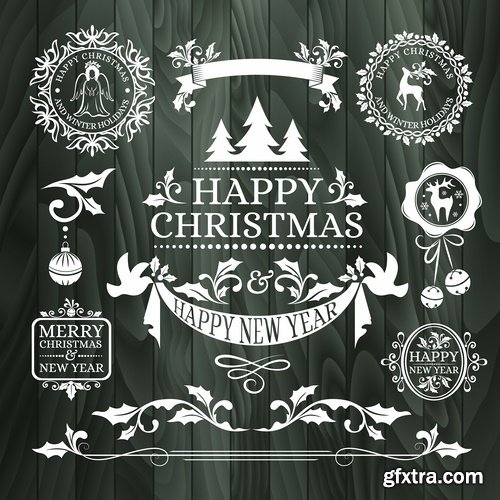 New Year Christmas sticker logo frame border card gift card 25 EPS