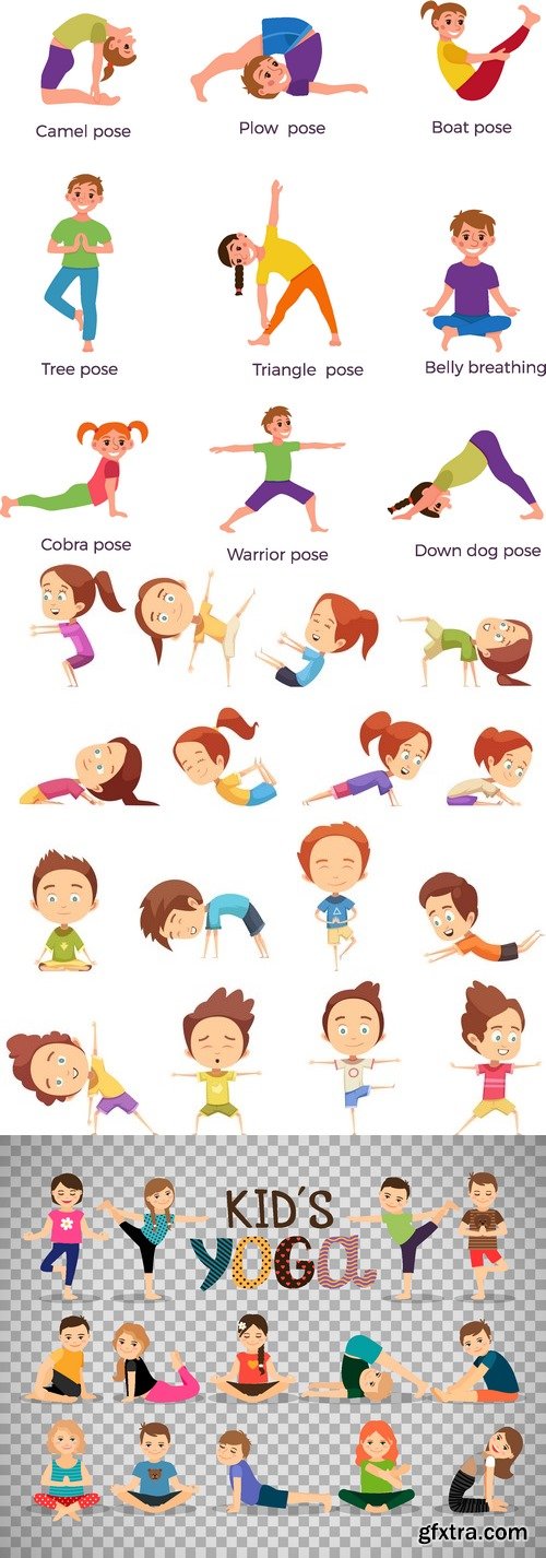 Vectors - Yoga for Kids Set 2