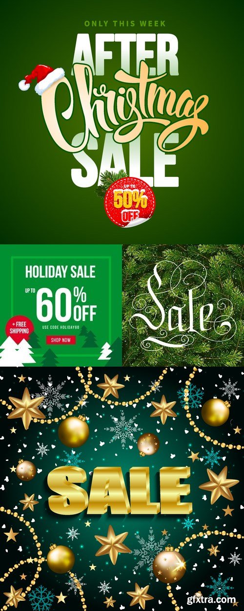 Vectors - Green Christmas Sale Backgrounds 2