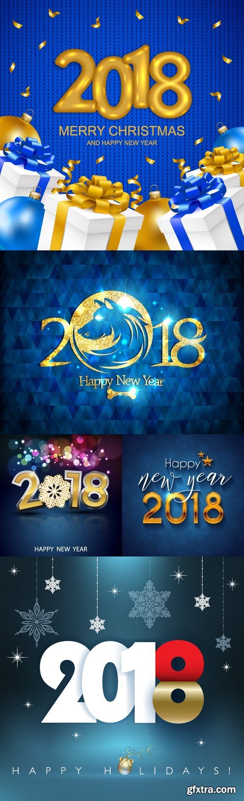 Vectors - Blue 2018 Year Backgrounds Set 2