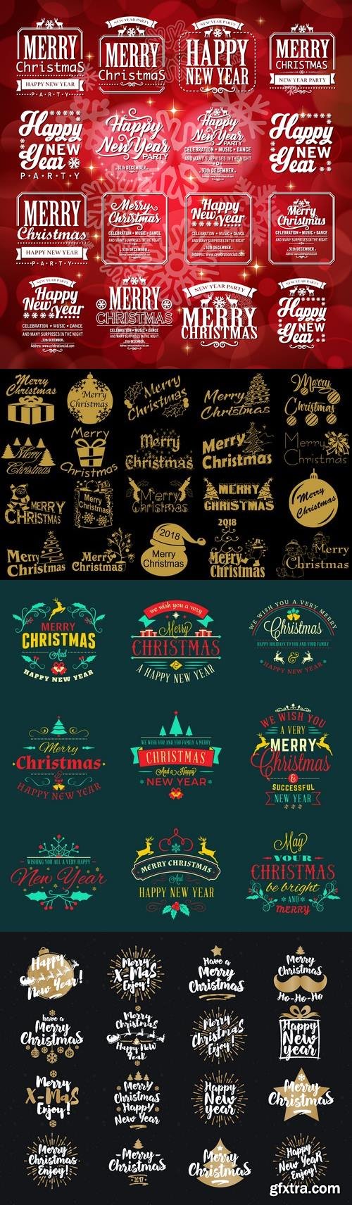 Vectors - Retro Christmas Labels Mix 5