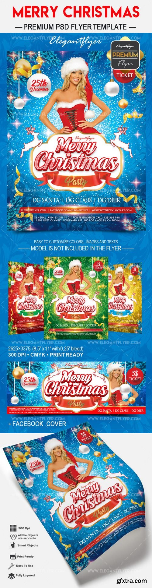 Merry Christmas – Flyer PSD Template + Facebook Cover