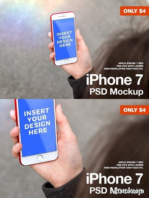 CM - iPhone 7 RED PSD Mockup 1419601