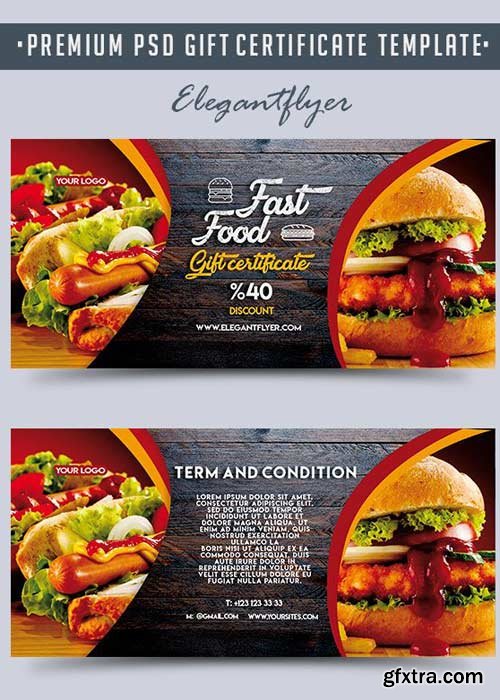 Fast Food V3 Premium Gift Certificate PSD Template